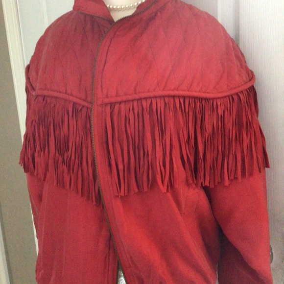 Vintage red fringe jacket - Picture 1 of 7